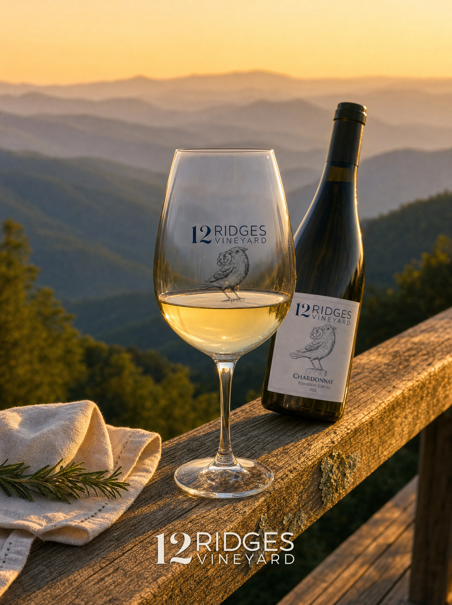 Chardonnay on the railing